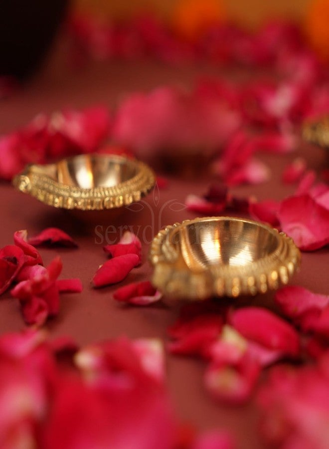 ServDharm 100% Pure Brass Kuber Diya for Puja | Deepam Deepak Kundulu Pooja Brass Diya | Pital Diya for Pooja Set of 2 | Kuber Diya for Diwali & Return Gifts - Image 1